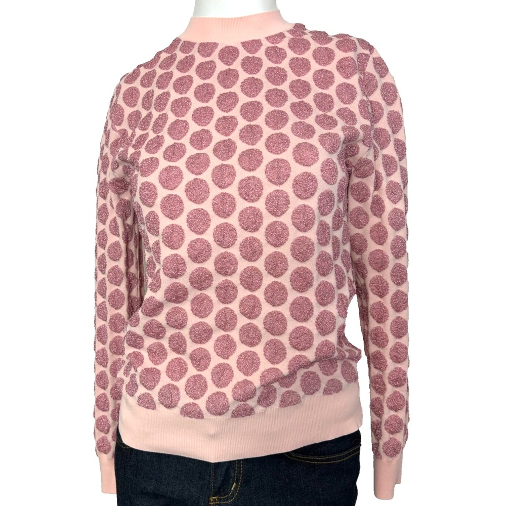 Marni Sweater Size 40 Womens XS Pink Purple Metallic Polka Dot Pullover Retro